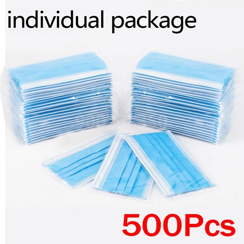50-500pcs 일회용 성인용 개별 패키지 마스크 필 - Disposable Mask Blue 리뷰 및 가격